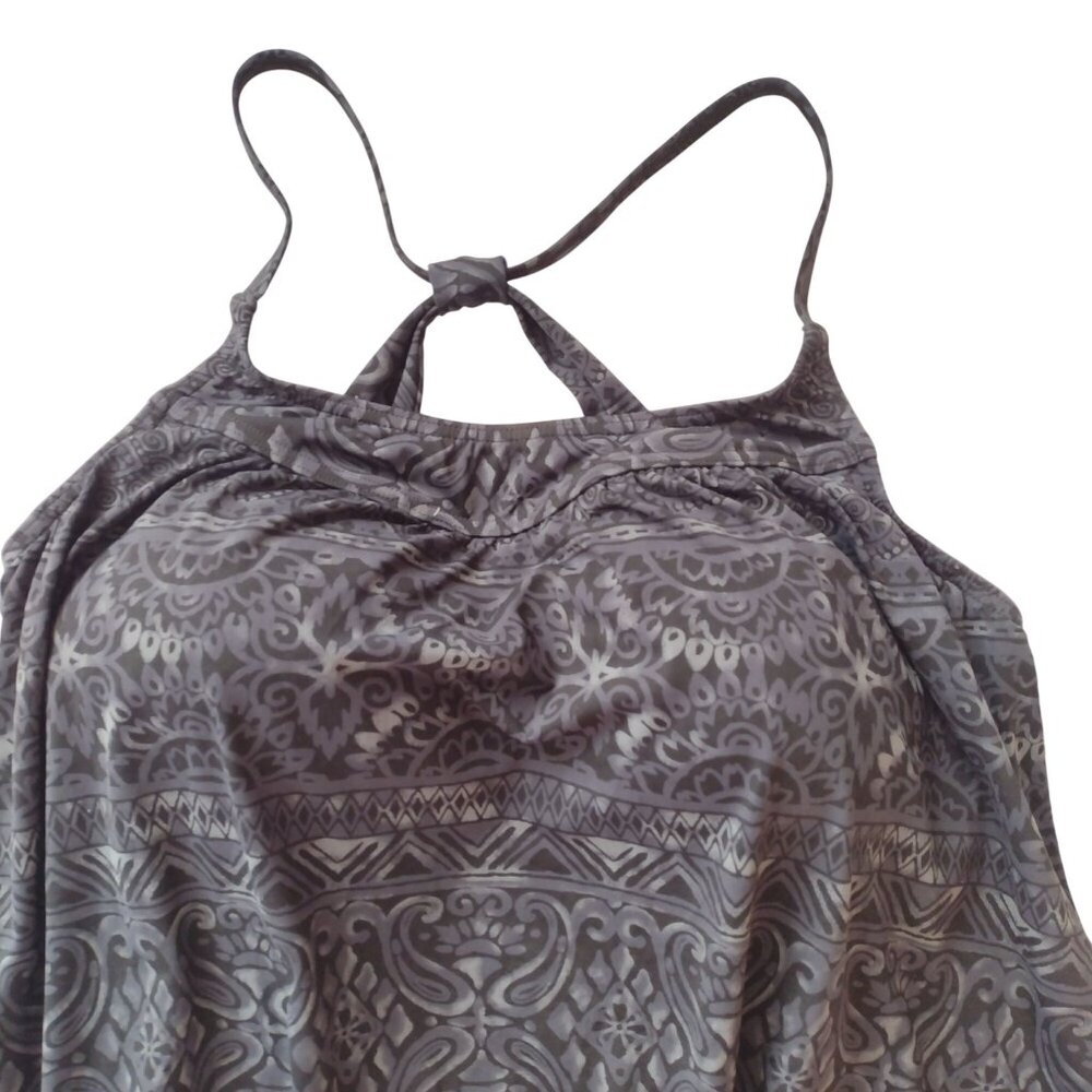 Lands End Tankini Top 12 NEW UPF 50 Relaxed Fit Gray Print Swimwear w Coverage - Picture 3 of 9